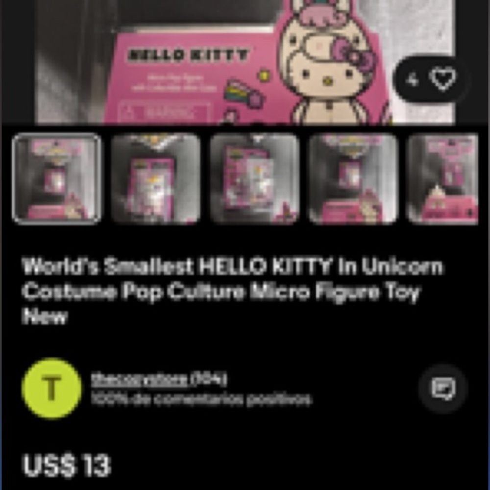 Hello Kitty Pink and White Unicorn Micro Figure